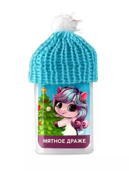 Драже новогоднее в банке тик-так «Лошадка с ёлочкой», со вкусом мяты, 18 г.