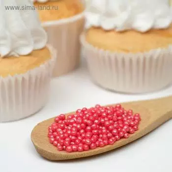 Новогодняя посыпка кондитерская Жемчуг" зерна риса в цветной кондитерской глазури, красный 2-5 мм, 50 г