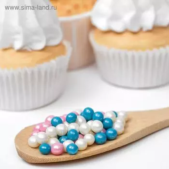 Посыпка кондитерская "Жемчуг", взорванные зерна риса в цветной кондитерской глазури ,бирюза, розовый, 50 г