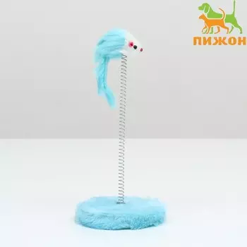 Дразнилка для кошек на пружине с мышью (5 см), 10.523 см, голубая