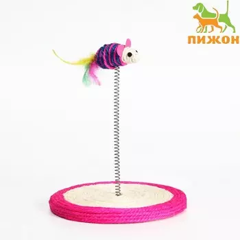 Дразнилка для кошек «Сизалевая мышь на сизалевой подставке», 1923 см, микс цветов