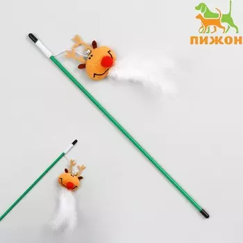 Дразнилка-удочка для кошек с бубенчиком "Олень", 40 см