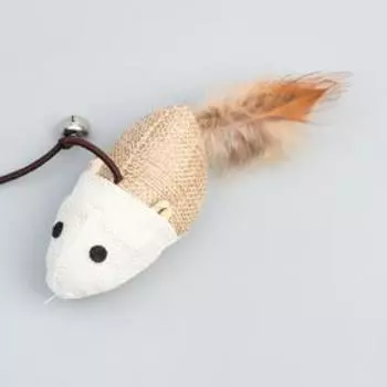 Дразнилка-удочка из эко-материалов "Мышка", 40 см