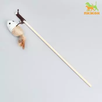 Дразнилка-удочка из эко-материалов "Мышка", 40 см