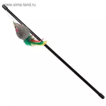 Дразнилка-удочка "Мышка мини", размер игрушки 4,5 см, микс цветов