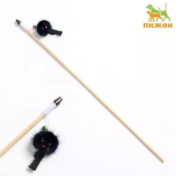 Дразнилка - удочка «Норковый зверек» на деревянной палочке, микс цветов