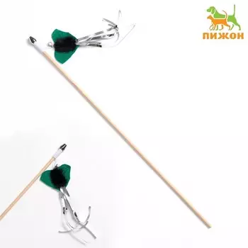 Дразнилка - удочка «Сердце с норкой и дождиком» на деревянной палочке, микс цветов