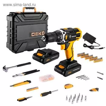 Дрель-шуруповерт DEKO DKCD20FU-Li и набор инструментов DEKO, 20 В, 2 Li-lon, 195 предметов