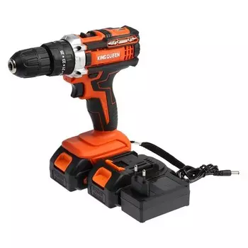 Дрель-шуруповерт KINGQUEEN KQ-101k, 18 В, 2х2 Ач, 25 Нм, 2 скорости, 450-1500 об/мин, кейс