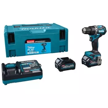 Дрель-шуруповерт Makita DF002Gd201, 40 В, 22.5 Ач, 2200 об/мин, 65/30 Нм, кейс