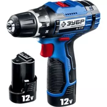 Дрель-шуруповерт "ЗУБР" DL-12 A5, 12 В, 400/1300 об/мин, 40 Нм, 2х1.5 Li-Ion, БЗП 0.8-10 мм