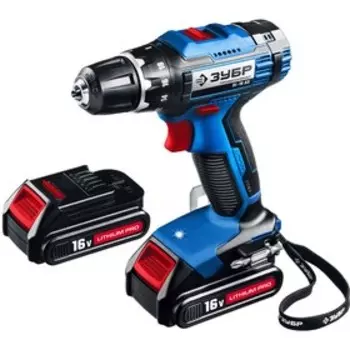 Дрель-шуруповерт "ЗУБР" DL-16 A5, 16 В, 400/1350 об/мин, 45 Нм, 2х1.5 Li-Ion, БЗП 0.8-10 мм