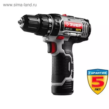Дрель-шуруповерт "ЗУБР" ДШЛ-121, аккум., 12 В, 350/1300 об/мин, БЗП 0.8-10 мм, 1х1.3 Ач