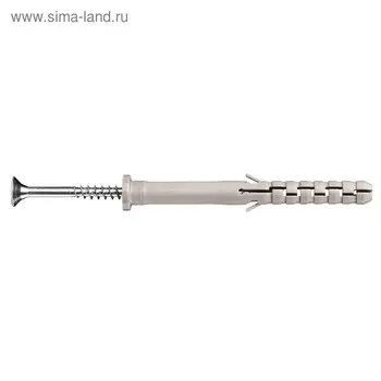 Дюбель "Европартнер" PNDS LK, рамный, нейлоновый, с шурупом, с бортом, 8х80 мм, 60 шт