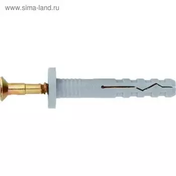 Дюбель-гвоздь "Сибртех" полипропиленовый с цилиндрическим бортиком 6 х 40 мм, 200 шт.