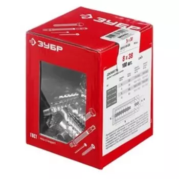 Дюбель "ЗУБР", для газобетона, металлический, 8x38 мм, 100 шт