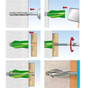 Дюбель Steelrex, для газобетона, нейлоновый, 10х60 мм, 100 шт