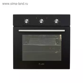 Духовой шкаф Lex EDM 070 BL, электрический, 60 л, класс А, черное стекло