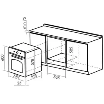 Духовой шкаф MBS DE-606IV, электрический, 52 л, класс А, таймер, бежево-золотистый