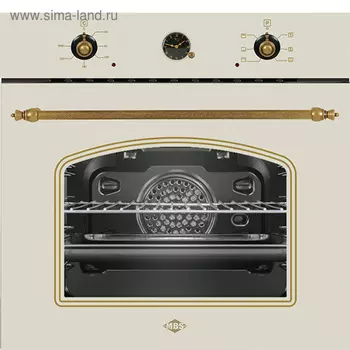 Духовой шкаф MBS DE-606IV, электрический, 52 л, класс А, таймер, бежево-золотистый