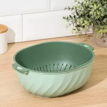 Дуршлаг кухонный овальный с поддоном «Солнышко», 28×22×9,5 см, цвет МИКС