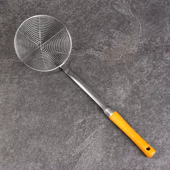 Дуршлаг-сито Шафран, d=13 см, глубина 3.5 см, длина 41 см, с деревянной ручкой, металл