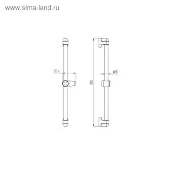 Душевая cтойка Voda VSR603, стойка 603 мм, цвет хром
