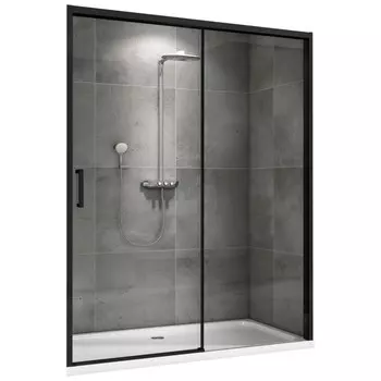 Душевая дверь ABBER Komfort AG93170B, 170х200 см, прозрачная, раздвижная, профиль черный
