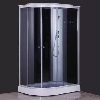 Душевая кабина Comforty 301R, серое стекло, задняя чёрная стеклянная панель, 120х80х215 см