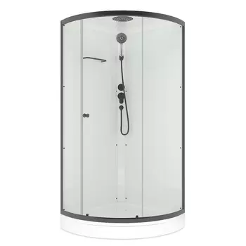 Душевая кабина Domani-Spa Simple 99, поддон 15 см, белые стенки, прозрачное стекло, 9090 см
