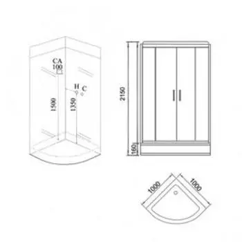 Душевая кабина GROSSMAN GR141, 100x100x215 см, низкий поддон 15 см, стекло прозрачное