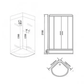 Душевая кабина GROSSMAN GR142, 120x120x215 см, низкий поддон 15 см, стекло прозрачное