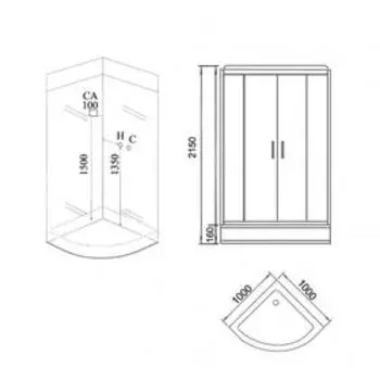 Душевая кабина GROSSMAN GR241, 100x100x215 см, низкий поддон 15 см, стекло прозрачное