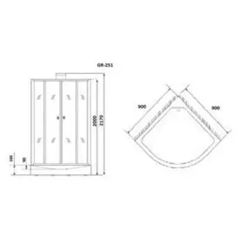 Душевая кабина GROSSMAN GR251, 90х90х205 см, низкий поддон 15 см, стекло прозрачное