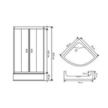 Душевая кабина NG-112-15, 90х90х215 см, поддон 45 см, матовое стекло, белый профиль