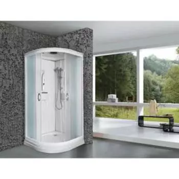 Душевая кабина NG-116-15, 90х90х215 см, поддон 15 см, матовое стекло, белый профиль