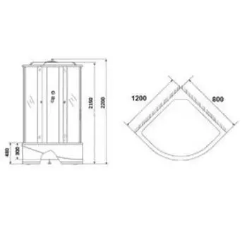 Душевая кабина NG-214-01RN, 120х80х220 см, поддон 48 см, тонированное стекло