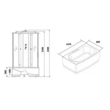 Душевая кабина NG-3150-01, 150х70х220 см, поддон 56 см, стекло мозаика