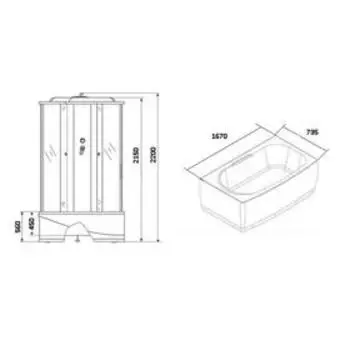 Душевая кабина NG-3170-01, 170х75х220 см, поддон 56 см, стекло мозаика