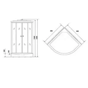 Душевая кабина NG-3301-14G, 90х90х215 см, поддон 26 см, матовое стекло, гидромассаж