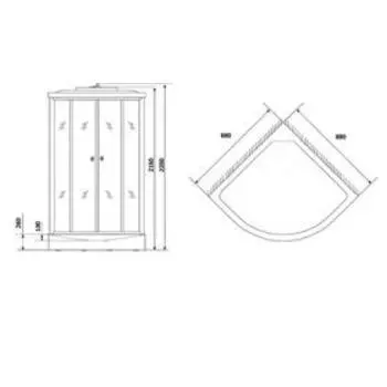 Душевая кабина NG-3302-14G, 100х100х215 см, поддон 26 см, матовое стекло, гидромассаж