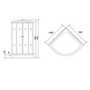 Душевая кабина NG-3312-14L, 120х80х215 см, низкий поддон, матовое стекло