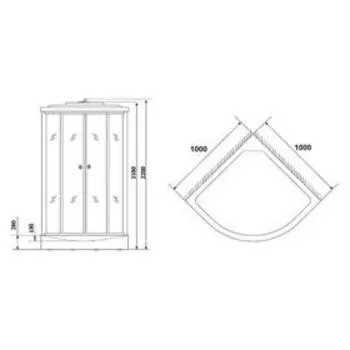 Душевая кабина NG-3502-14G, 100х100х215 см, поддон 26 см, тонированное стекло, гидромассаж