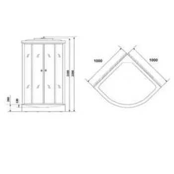 Душевая кабина NG-6702-14, 100х100х215 см, поддон 26 см, прозрачное стекло, черный профиль