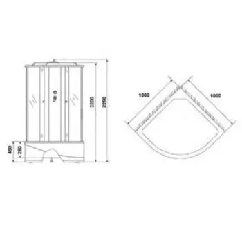 Душевая кабина NG-6709-14, 100х100х215 см, поддон 45 см, прозрачное стекло, черный профиль
