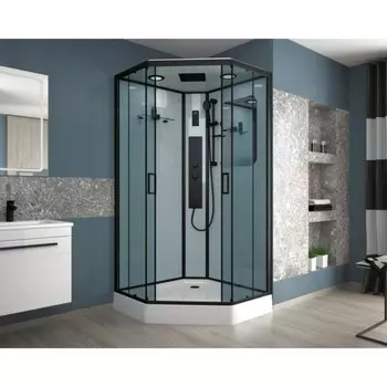 Душевая кабина NG-6902-01GD BLACK, 100х100х220 см, поддон 16 см, стекло тонированное