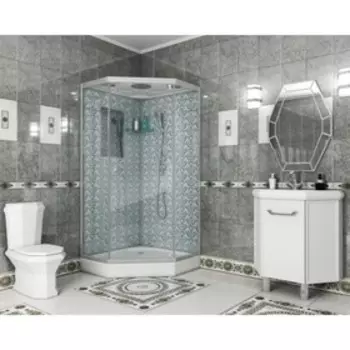 Душевая кабина NG-7701DW, 90х90х200 см, поддон 15 см, стекло прозрачное, белый