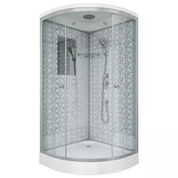 Душевая кабина NG-7702W, 100х100х210 см, поддон 15 см, стекло прозрачное, белый