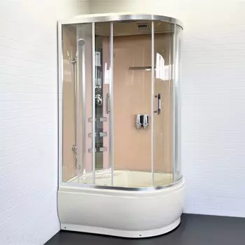 Душевая кабинка Comforty 184L, стекло прозрачное, задняя панель розовый капучино, 120 х 85 х 215 см