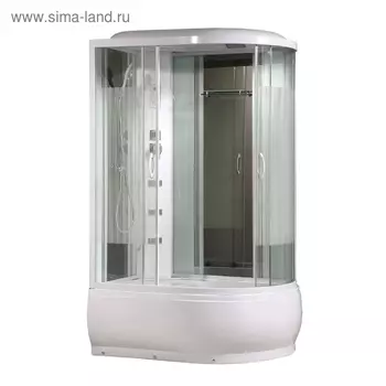 Душевая кабинка Comforty 214L, стекло страйп, задняя зеркальная панель, 120 х 85 х 215 см